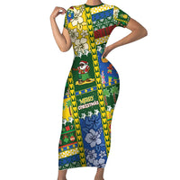 Solomon Islands Christmas Short Sleeve Bodycon Dress Festive Beach Vibes - Polynesian Pride