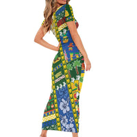 Solomon Islands Christmas Short Sleeve Bodycon Dress Festive Beach Vibes LT05 - Polynesian Pride