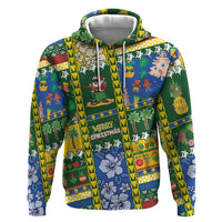 Solomon Islands Christmas Zip Hoodie Festive Beach Vibes - Polynesian Pride