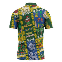 Solomon Islands Christmas Zipper Polo Shirt Festive Beach Vibes - Polynesian Pride