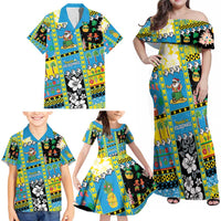 Tuvalu Christmas Family Matching Off Shoulder Maxi Dress and Hawaiian Shirt Festive Beach Vibes - Polynesian Pride