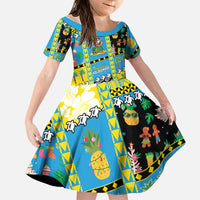 Tuvalu Christmas Family Matching Puletasi and Hawaiian Shirt Festive Beach Vibes LT05 Daughter's Dress Blue - Polynesian Pride