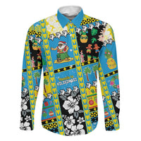 Tuvalu Christmas Family Matching Short Sleeve Bodycon Dress and Hawaiian Shirt Festive Beach Vibes LT05 Dad's Shirt - Long Sleeve Blue - Polynesian Pride