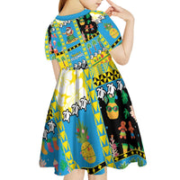 Tuvalu Christmas Kid Short Sleeve Dress Festive Beach Vibes LT05 - Polynesian Pride