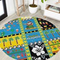 Tuvalu Christmas Round Carpet Festive Beach Vibes - Polynesian Pride