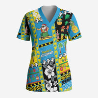 Tuvalu Christmas Scrub Top Festive Beach Vibes - Polynesian Pride