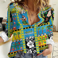 Tuvalu Christmas Women Casual Shirt Festive Beach Vibes - Polynesian Pride
