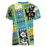 Tuvalu Christmas Women V-Neck T-Shirt Festive Beach Vibes - Polynesian Pride