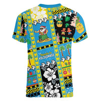 Tuvalu Christmas Women V-Neck T-Shirt Festive Beach Vibes LT05 - Polynesian Pride