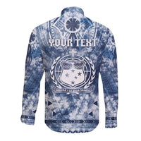 Samoa 685 Long Sleeve Button Shirt Polynesian Pattern Tie Dye Style