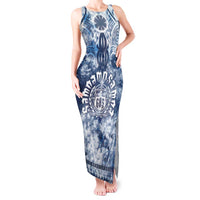 Samoa 685 Tank Maxi Dress Polynesian Pattern Tie Dye Style LT05 Women Blue - Polynesian Pride