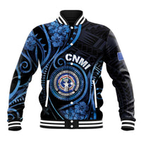 Personalized Northern Mariana Islands Baseball Jacket Ocean Floral Pattern LT05 Unisex Black - Polynesian Pride