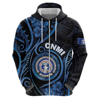 Personalized Northern Mariana Islands Zip Hoodie Ocean Floral Pattern LT05 - Polynesian Pride