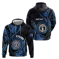 Personalized Northern Mariana Islands Zip Hoodie Ocean Floral Pattern LT05 - Polynesian Pride