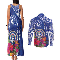 Hafa Adai Northern Mariana Islands Couples Matching Tank Maxi Dress and Long Sleeve Button Shirt Polynesian Tribal Pattern LT05 - Polynesian Pride