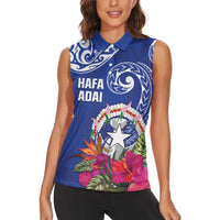 Hafa Adai Northern Mariana Islands Women Sleeveless Polo Shirt Polynesian Tribal Pattern LT05 - Polynesian Pride