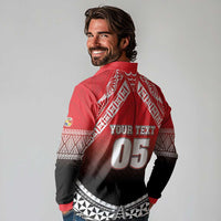 Custom Rugby Tonga MMT Long Sleeve Polo Shirt Mana O Tonga - Polynesian Pride