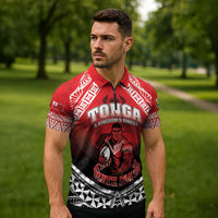 Custom Rugby Tonga MMT Zipper Polo Shirt Mana O Tonga - Polynesian Pride