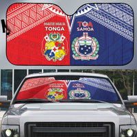 Rugby Samoa And Tonga Auto Sun Shade Toa Samoa With Mate Maa - Polynesian Pride