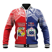 Custom Rugby Samoa And Tonga Baseball Jacket Toa Samoa With Mate Maa - Polynesian Pride