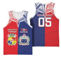 Custom Rugby Samoa And Tonga Basketball Jersey Toa Samoa With Mate Maa - Polynesian Pride