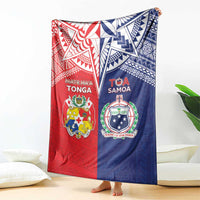 Rugby Samoa And Tonga Blanket Toa Samoa With Mate Maa - Polynesian Pride