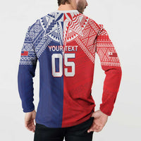 Custom Rugby Samoa And Tonga Button Sweatshirt Toa Samoa With Mate Maa - Polynesian Pride