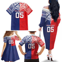 Custom Rugby Samoa And Tonga Family Matching Off The Shoulder Long Sleeve Dress and Hawaiian Shirt Toa Samoa With Mate Maa - Polynesian Pride
