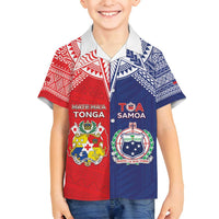 Custom Rugby Samoa And Tonga Family Matching Off Shoulder Maxi Dress and Hawaiian Shirt Toa Samoa With Mate Maa - Polynesian Pride