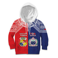 Custom Rugby Samoa And Tonga Kid Hoodie Toa Samoa With Mate Maa LT05 Hoodie Multicolor - Polynesian Pride