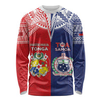 Custom Rugby Samoa And Tonga Long Sleeve Shirt Toa Samoa With Mate Maa - Polynesian Pride