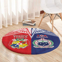 Rugby Samoa And Tonga Round Carpet Toa Samoa With Mate Maa - Polynesian Pride