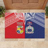 Rugby Samoa And Tonga Rubber Doormat Toa Samoa With Mate Maa - Polynesian Pride