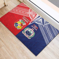 Rugby Samoa And Tonga Rubber Doormat Toa Samoa With Mate Maa - Polynesian Pride