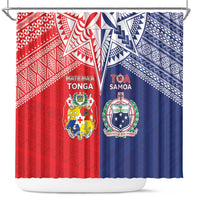 Rugby Samoa And Tonga Shower Curtain Toa Samoa With Mate Maa - Polynesian Pride