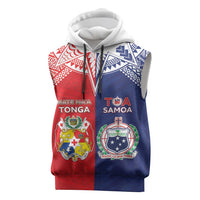 Custom Rugby Samoa And Tonga Sleeveless Hoodie Toa Samoa With Mate Maa - Polynesian Pride