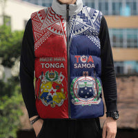 Custom Rugby Samoa And Tonga Sleeveless Puffer Jacket Toa Samoa With Mate Maa - Polynesian Pride