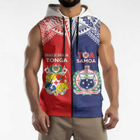 Custom Rugby Samoa And Tonga Sleeveless Zip Hoodie Toa Samoa With Mate Maa - Polynesian Pride