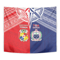 Rugby Samoa And Tonga Tapestry Toa Samoa With Mate Maa - Polynesian Pride