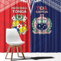 Rugby Samoa And Tonga Window Curtain Toa Samoa With Mate Maa - Polynesian Pride