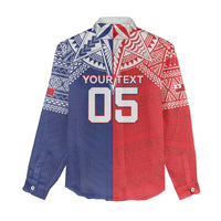 Custom Rugby Samoa And Tonga Women Casual Shirt Toa Samoa With Mate Maa - Polynesian Pride