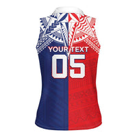 Custom Rugby Samoa And Tonga Women Sleeveless Polo Shirt Toa Samoa With Mate Maa - Polynesian Pride