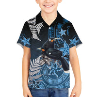 New Zealand Huia Bird Family Matching Tank Maxi Dress and Hawaiian Shirt Aotearoa Maori Pattern