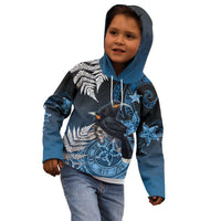 New Zealand Huia Bird Kid Hoodie Aotearoa Maori Pattern