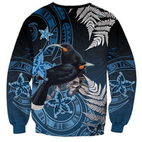 New Zealand Huia Bird Sweatshirt Aotearoa Maori Pattern