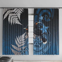 New Zealand Huia Bird Window Curtain Aotearoa Maori Pattern