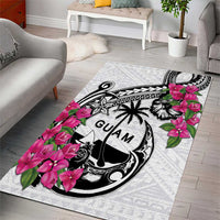 Guam Chamorro Area Rug Bougainvillea White Polynesian Tribal Pattern