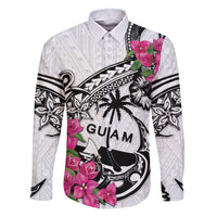 Guam Chamorro Family Matching Short Sleeve Bodycon Dress and Hawaiian Shirt Bougainvillea White Polynesian Tribal Pattern