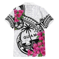 Guam Chamorro Family Matching Tank Maxi Dress and Hawaiian Shirt Bougainvillea White Polynesian Tribal Pattern