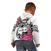 Guam Chamorro Kid Hoodie Bougainvillea White Polynesian Tribal Pattern